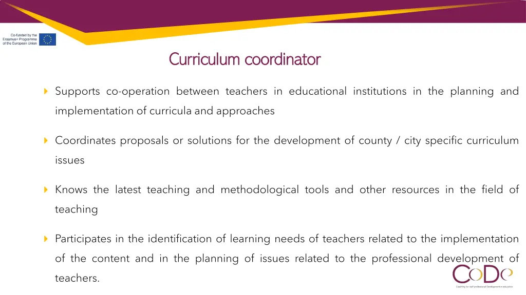 curriculum curriculum coordinator coordinator