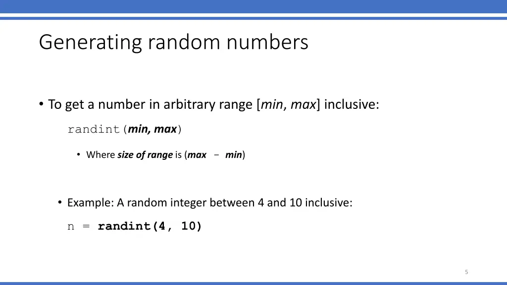 generating random numbers