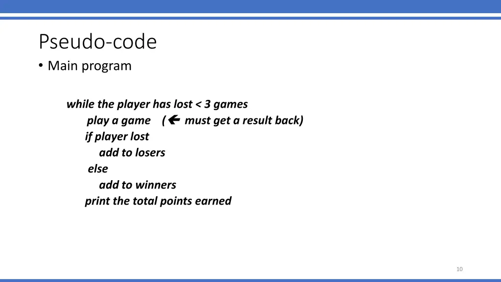 pseudo code main program