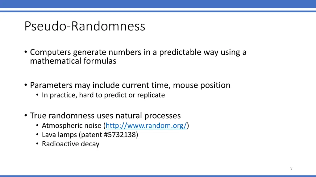 pseudo randomness