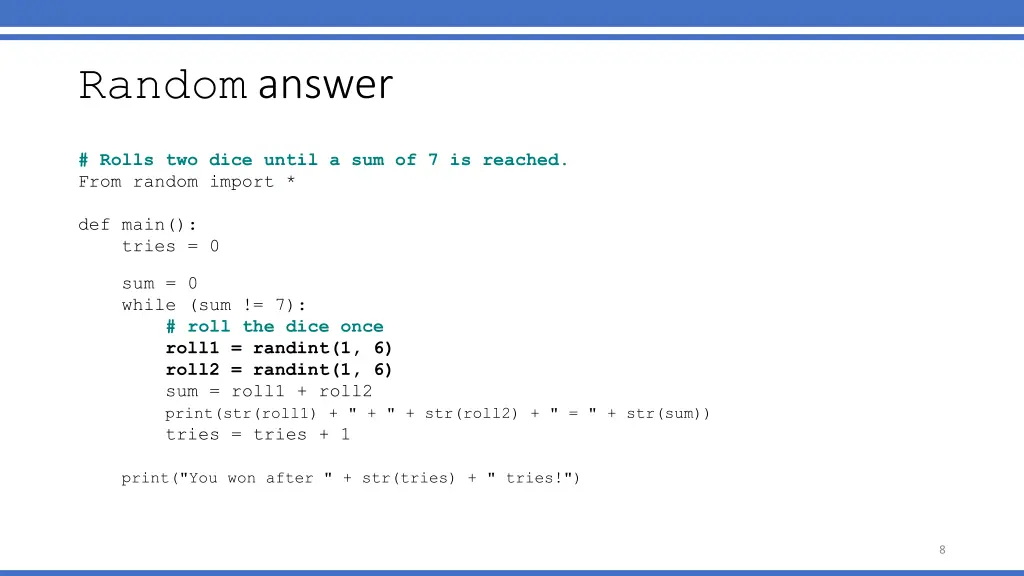 random answer