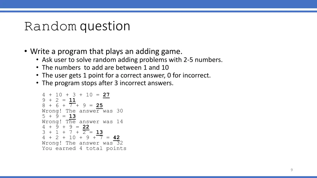 random question 1