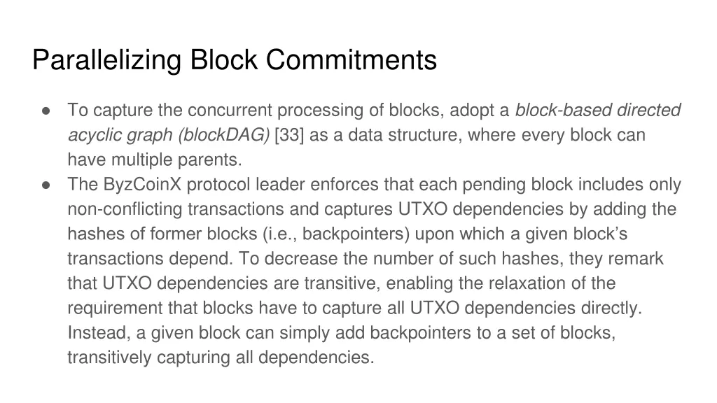 parallelizing block commitments