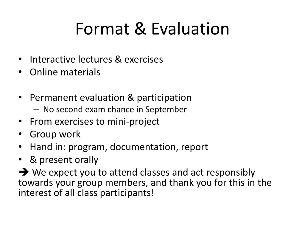 format evaluation