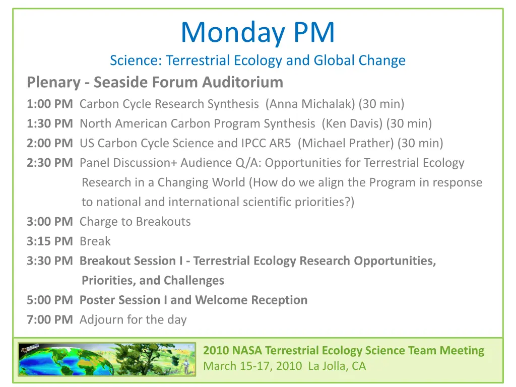 monday pm science terrestrial ecology and global