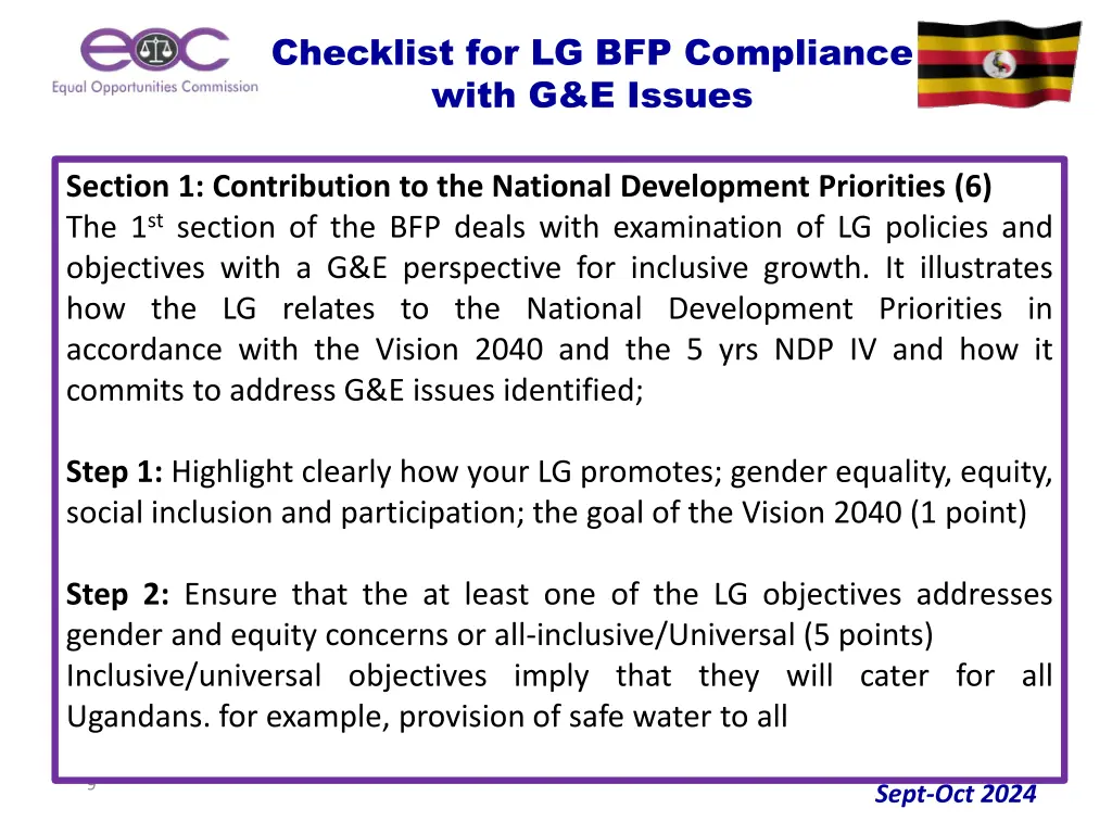 checklist for lg bfp compliance with g e issues