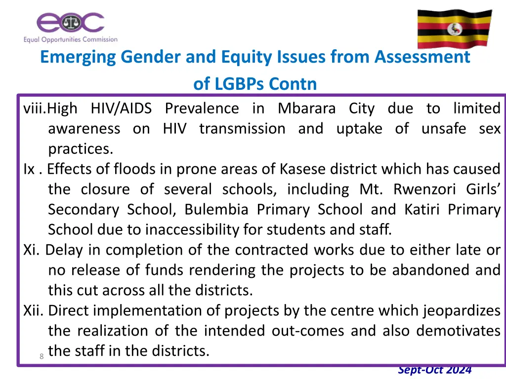emerging gender and equity issues from assessment 1