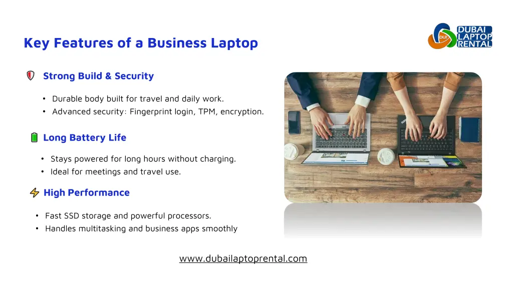key features of a business laptop