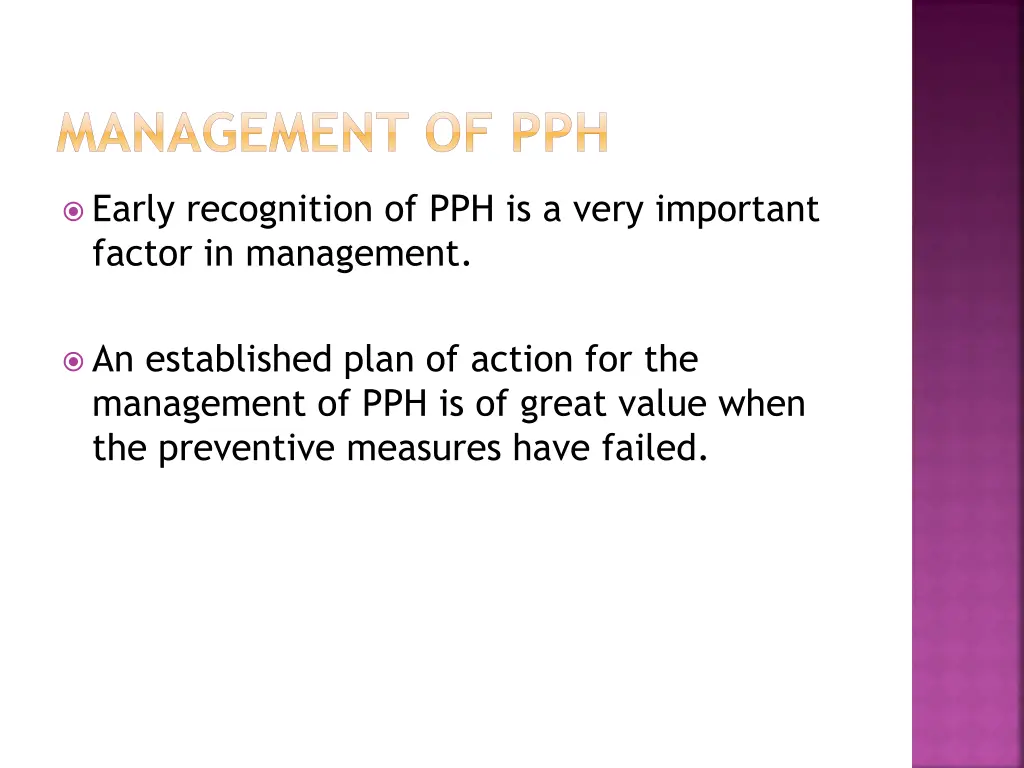 management of pph