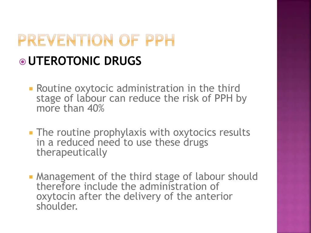prevention of pph uterotonic drugs