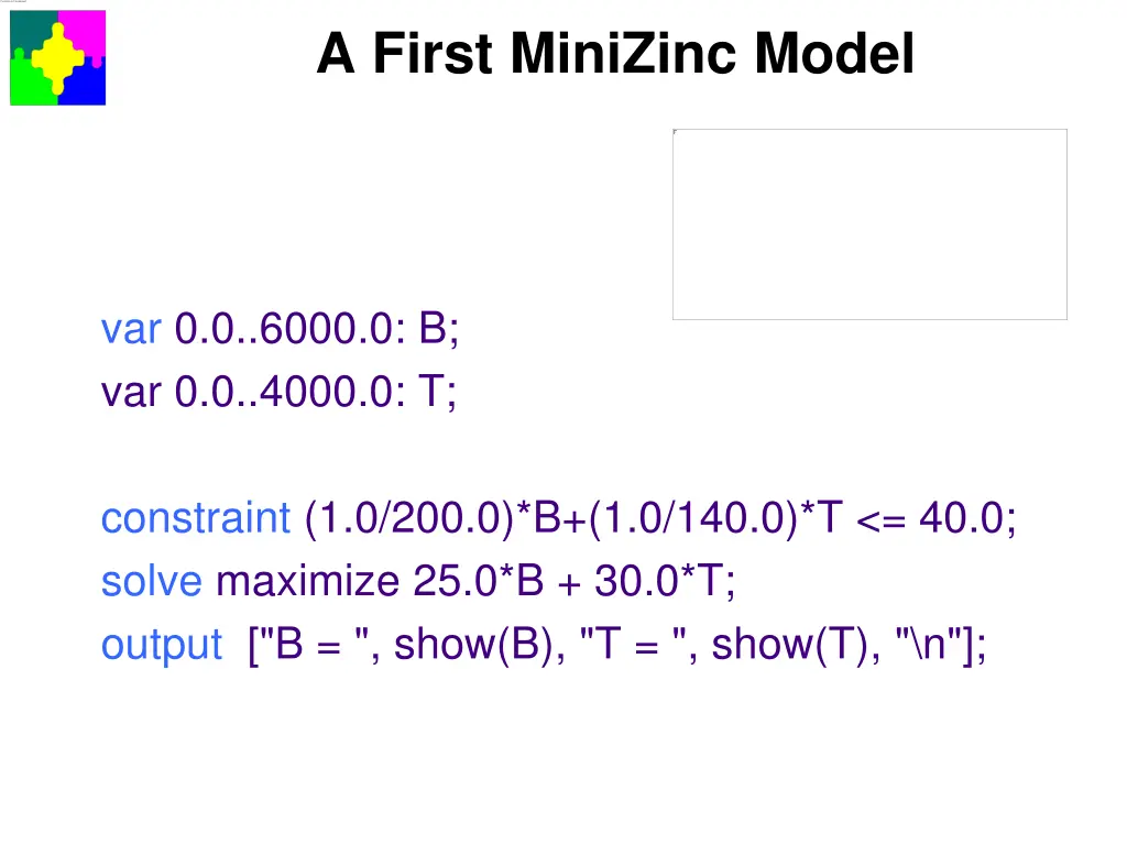 a first minizinc model