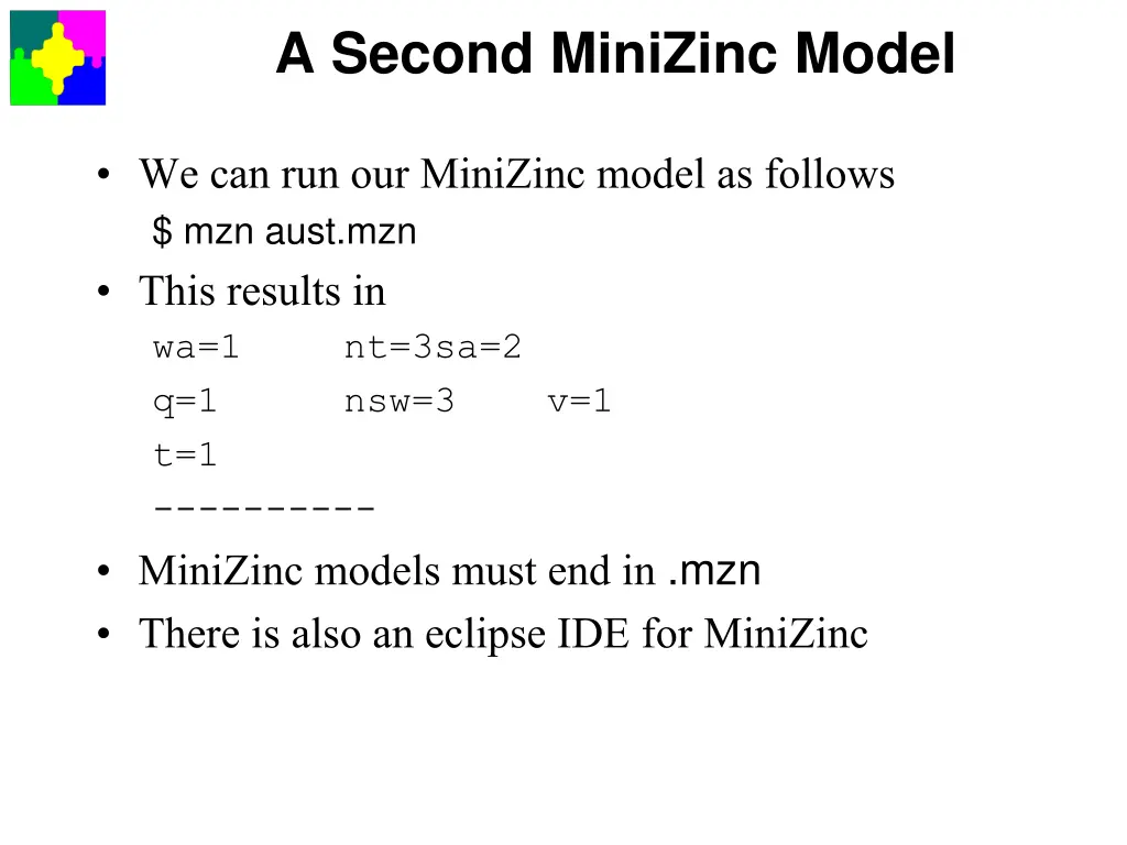 a second minizinc model 1