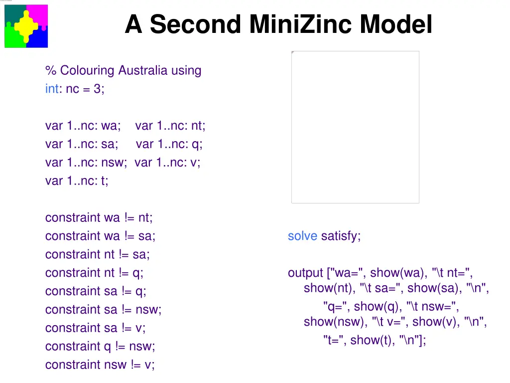 a second minizinc model
