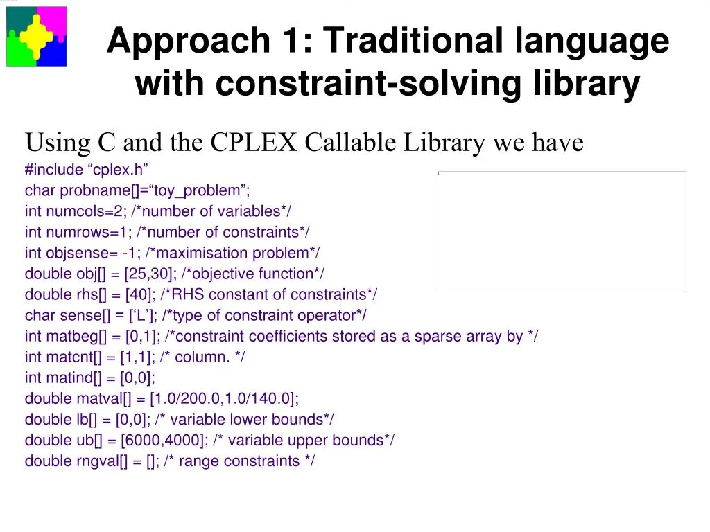 approach 1 traditional language with constraint