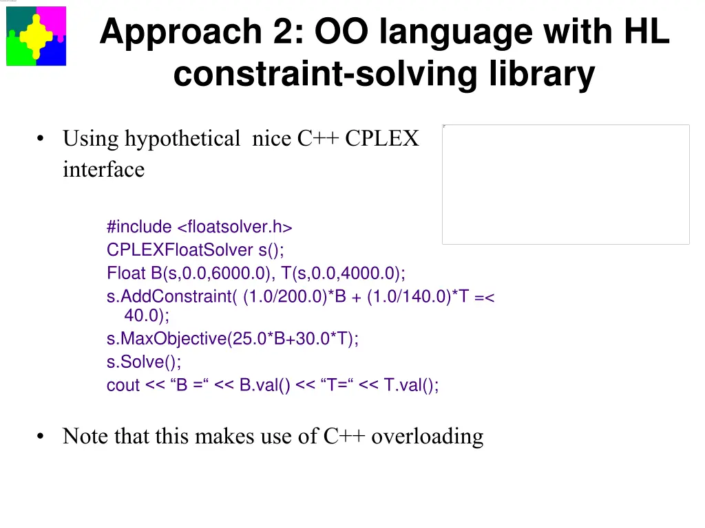 approach 2 oo language with hl constraint solving