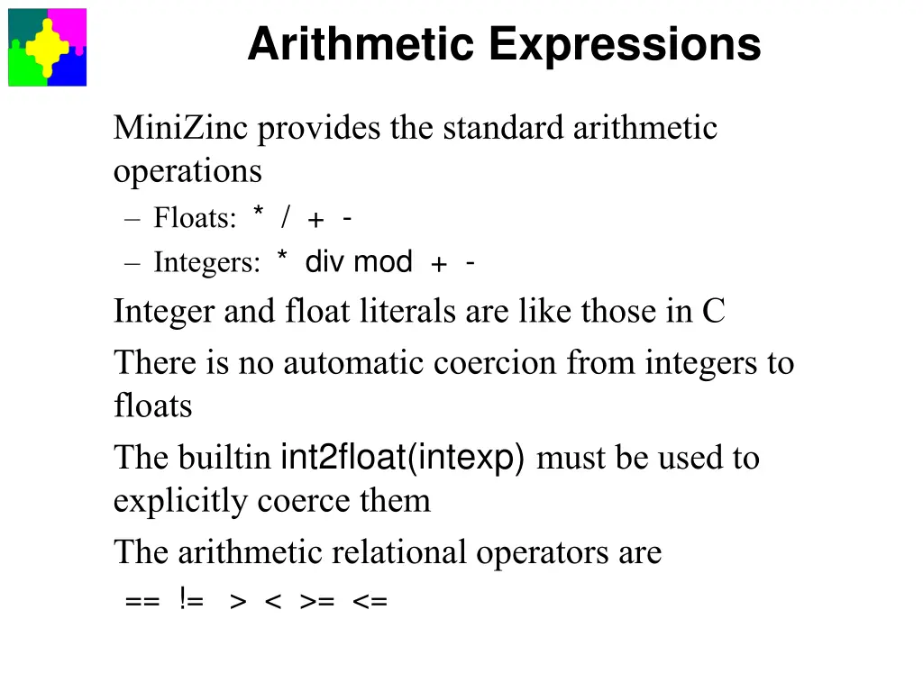 arithmetic expressions