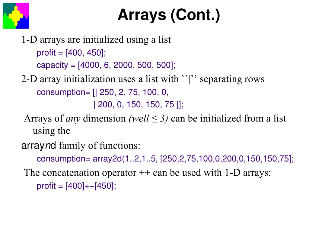 arrays cont