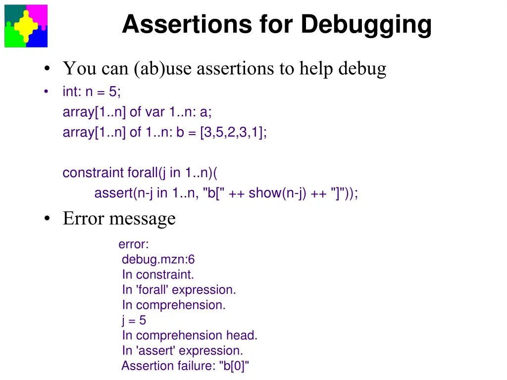 assertions for debugging 1