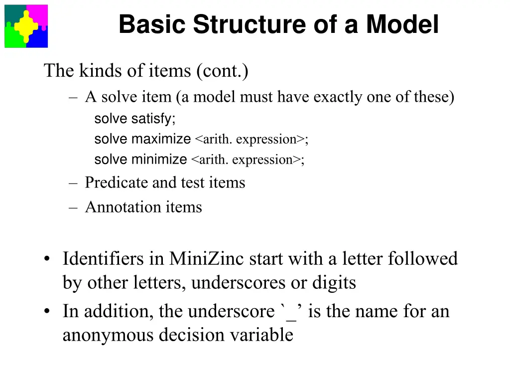 basic structure of a model 1