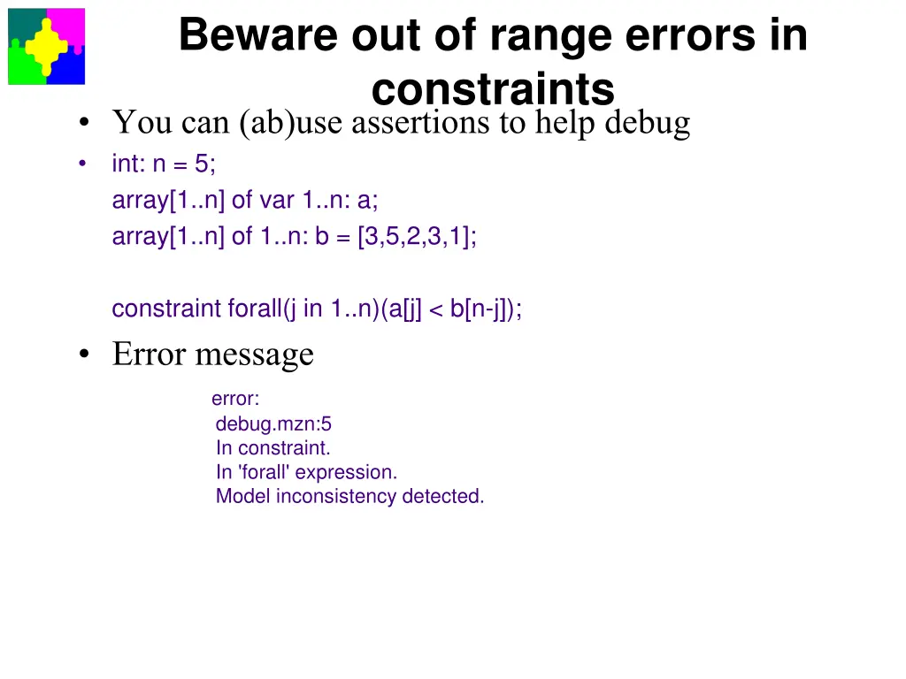 beware out of range errors in constraints