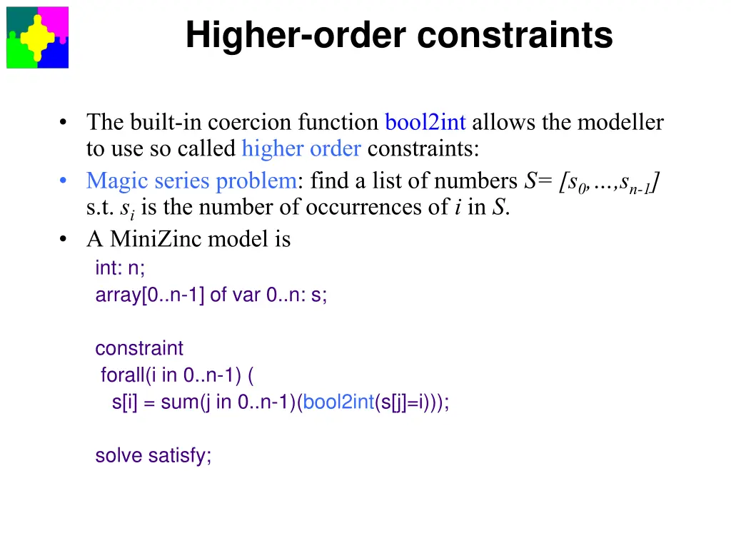 higher order constraints