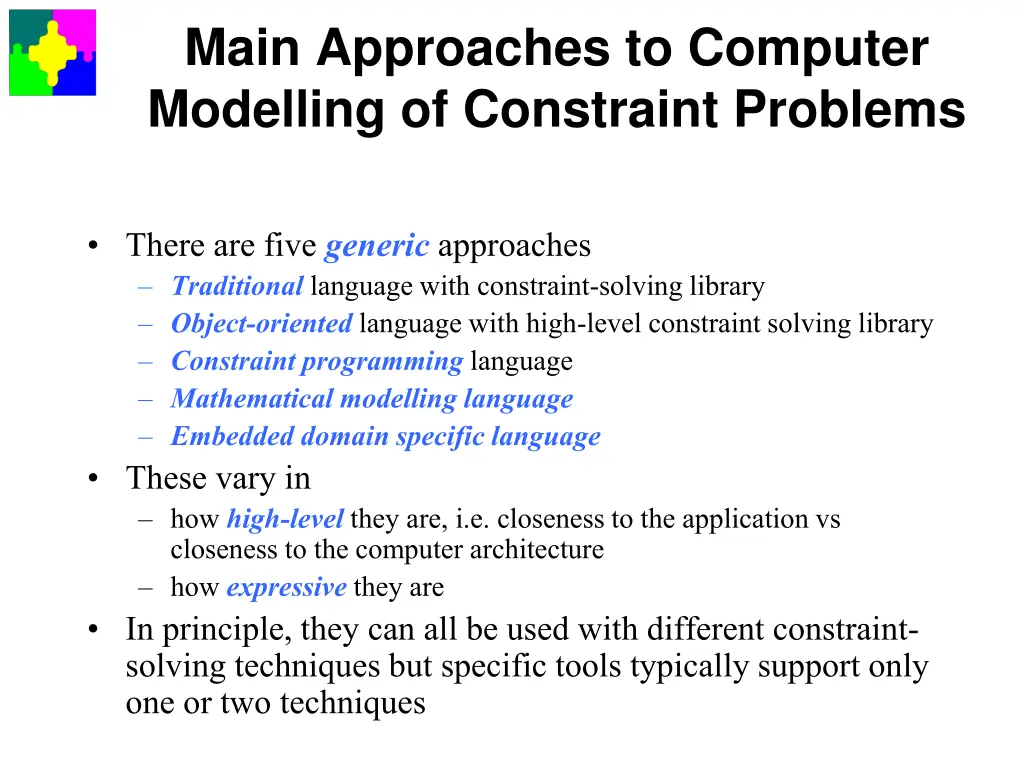 main approaches to computer modelling
