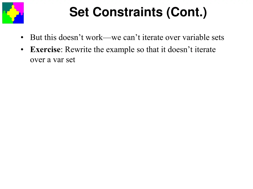 set constraints cont