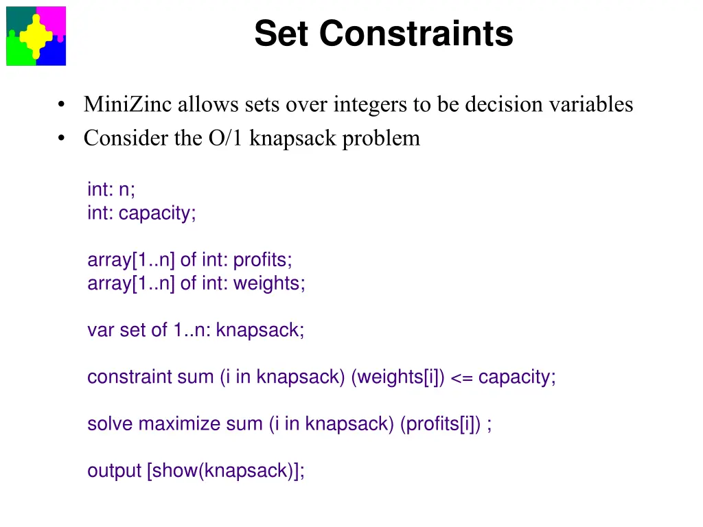 set constraints
