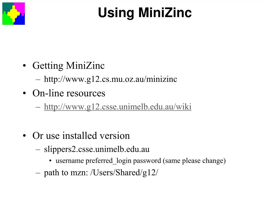 using minizinc