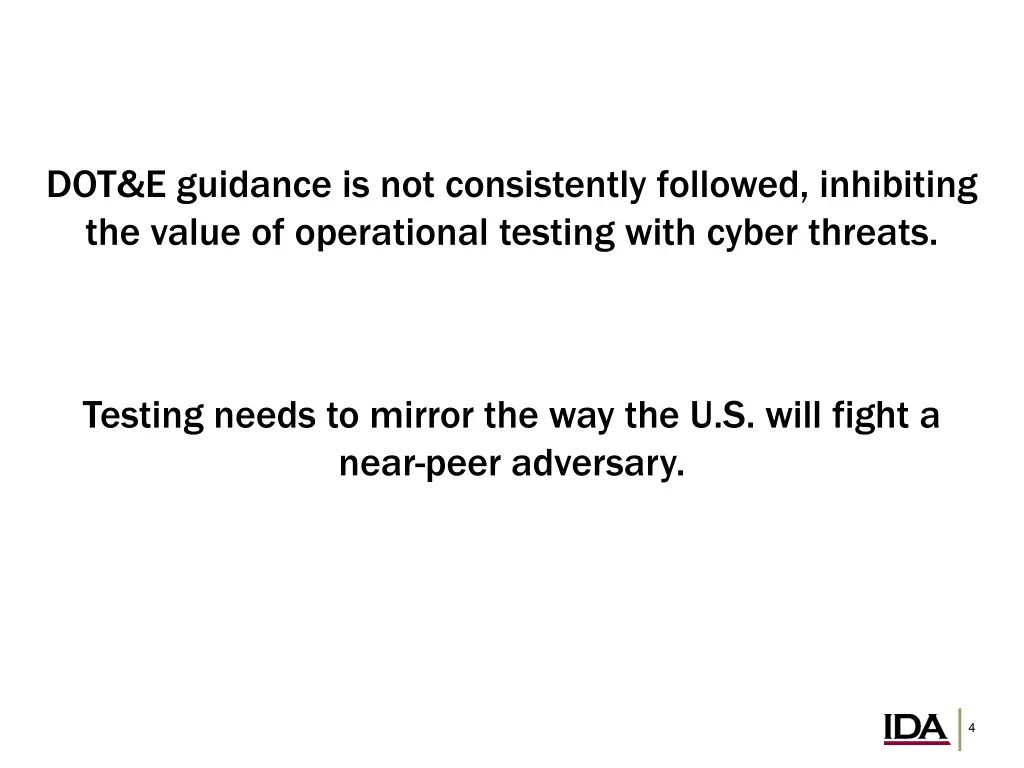 dot e guidance is not consistently followed