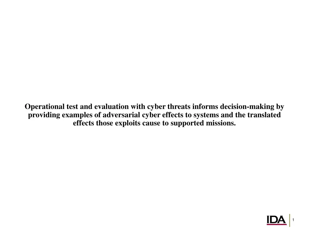 operational test and evaluation with cyber