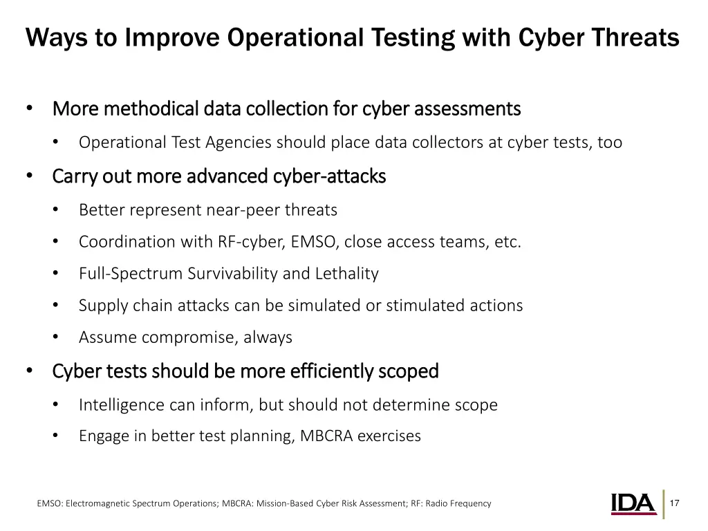 ways to improve operational testing with cyber 1
