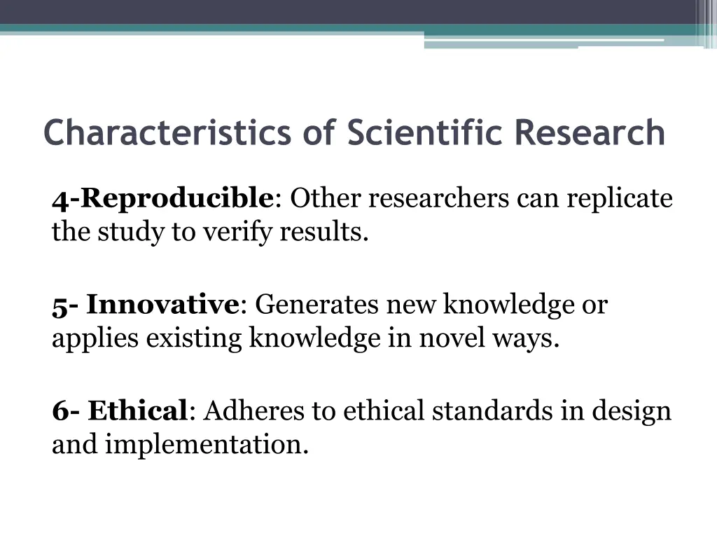 characteristics of scientific research