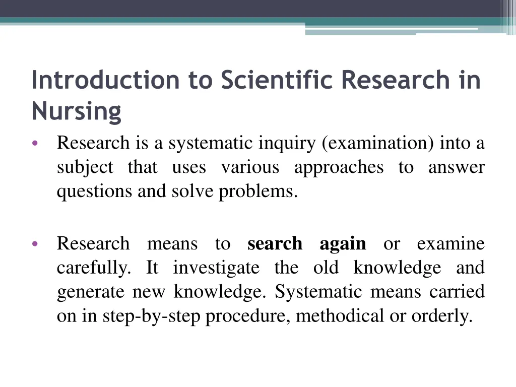 introduction to scientific research in nursing 1