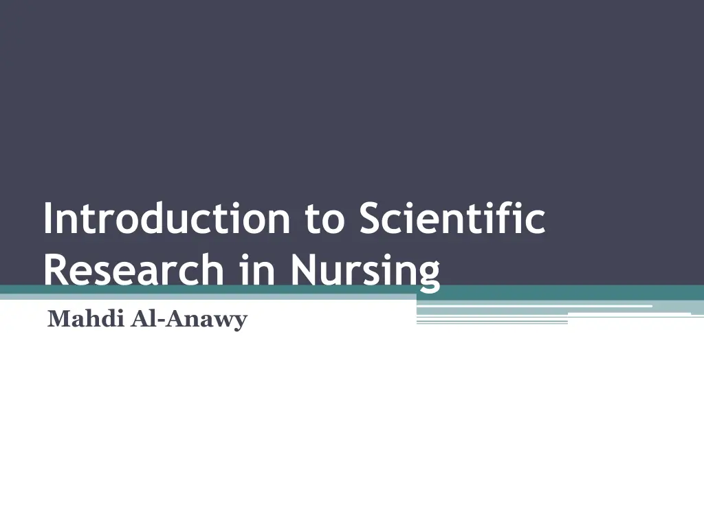 introduction to scientific research in nursing
