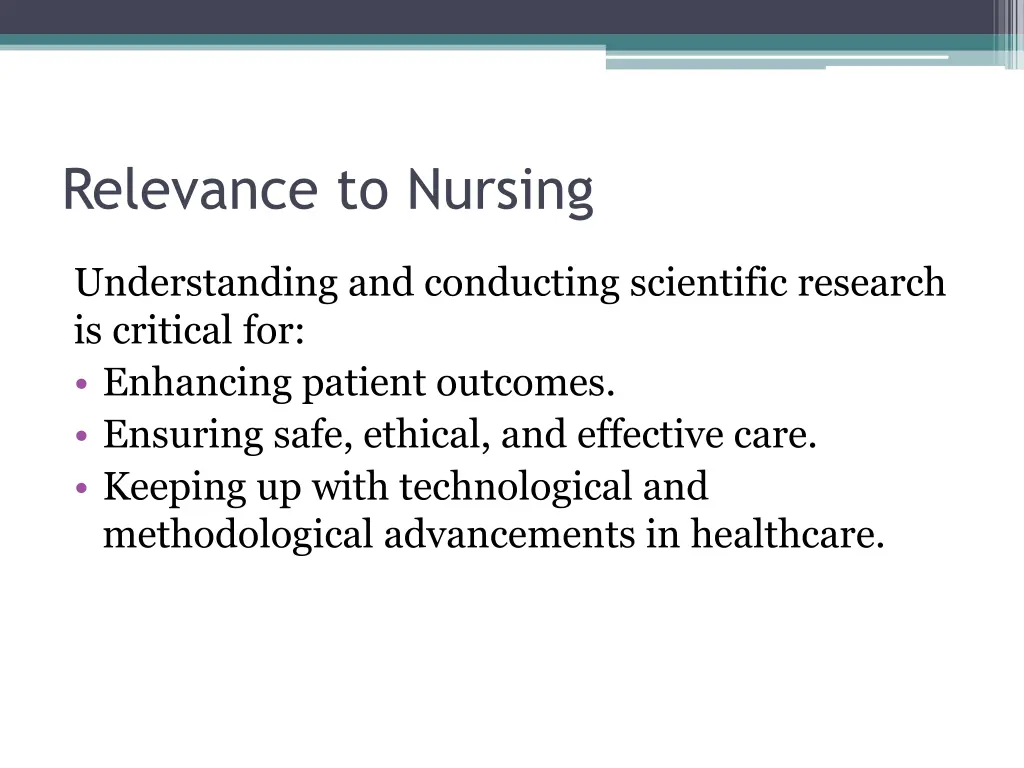 relevance to nursing