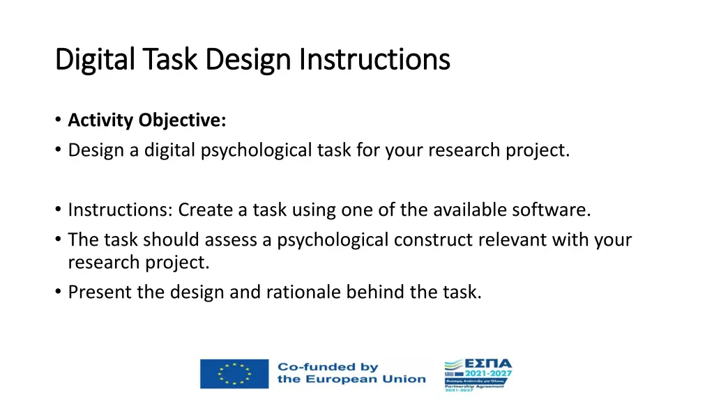 digital task design instructions digital task