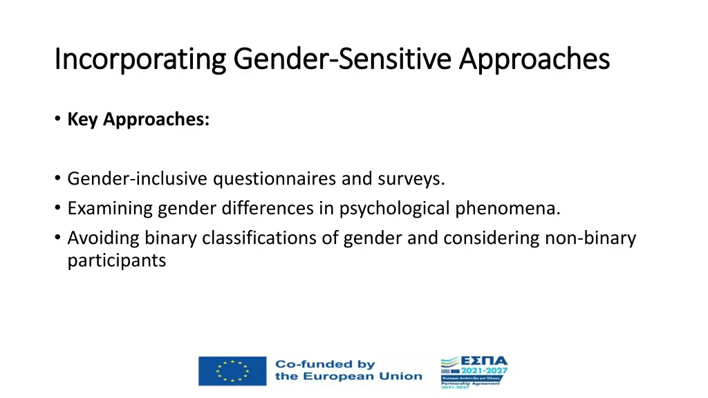 incorporating gender incorporating gender