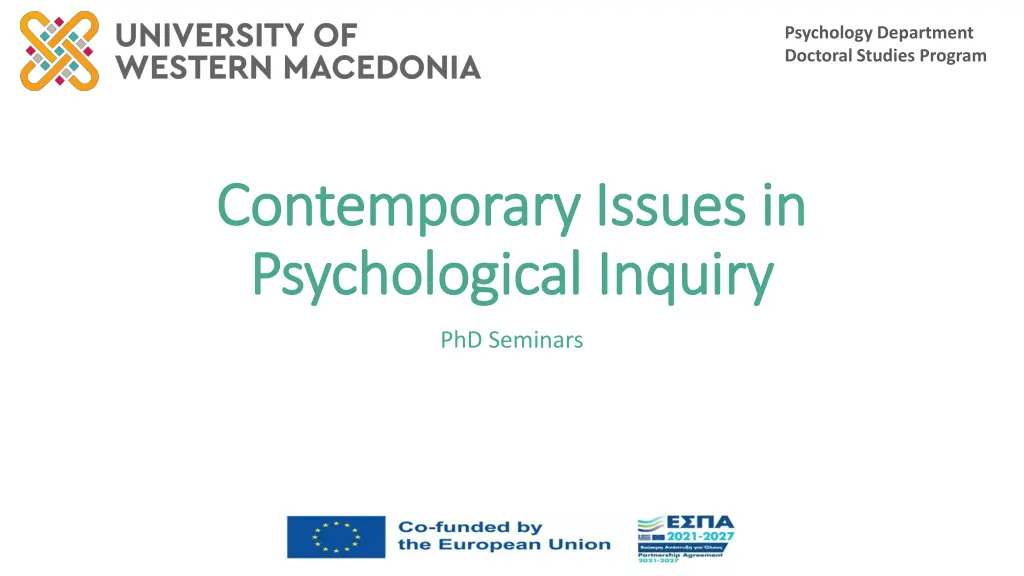 psychology department doctoral studies program