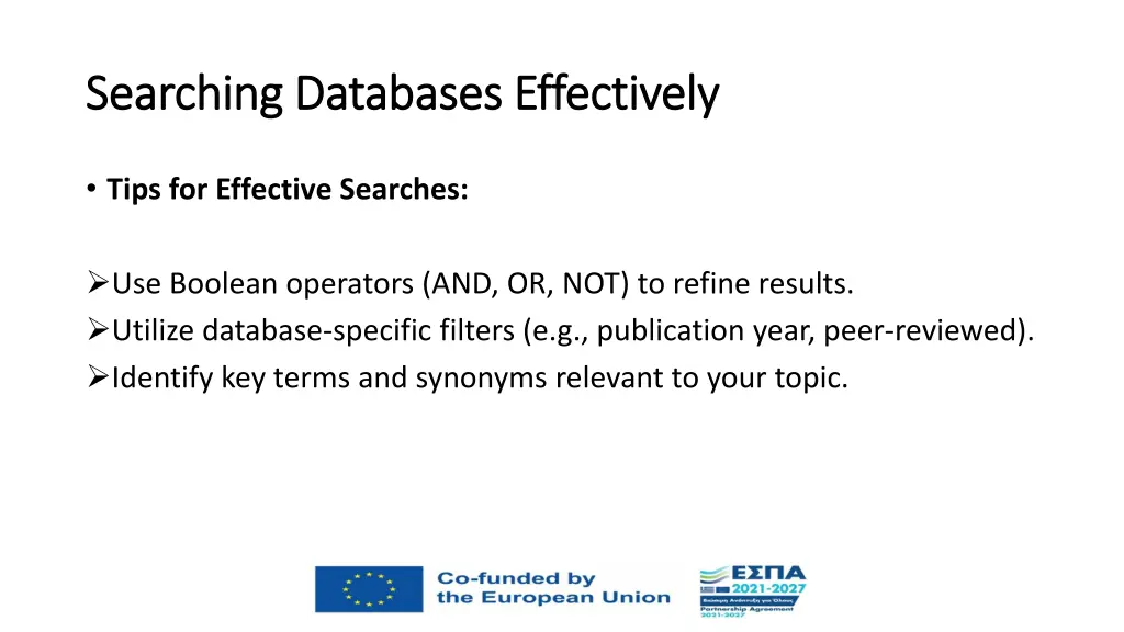 searching databases effectively searching