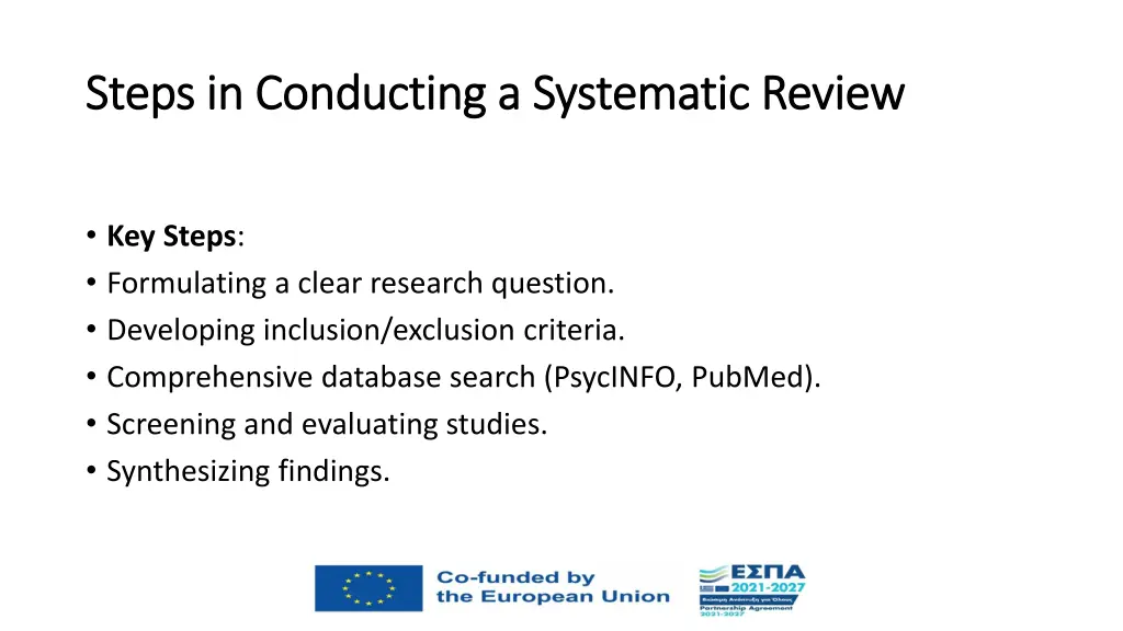 steps in conducting a systematic review steps