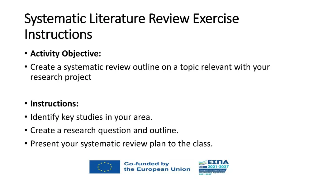 systematic literature review exercise systematic