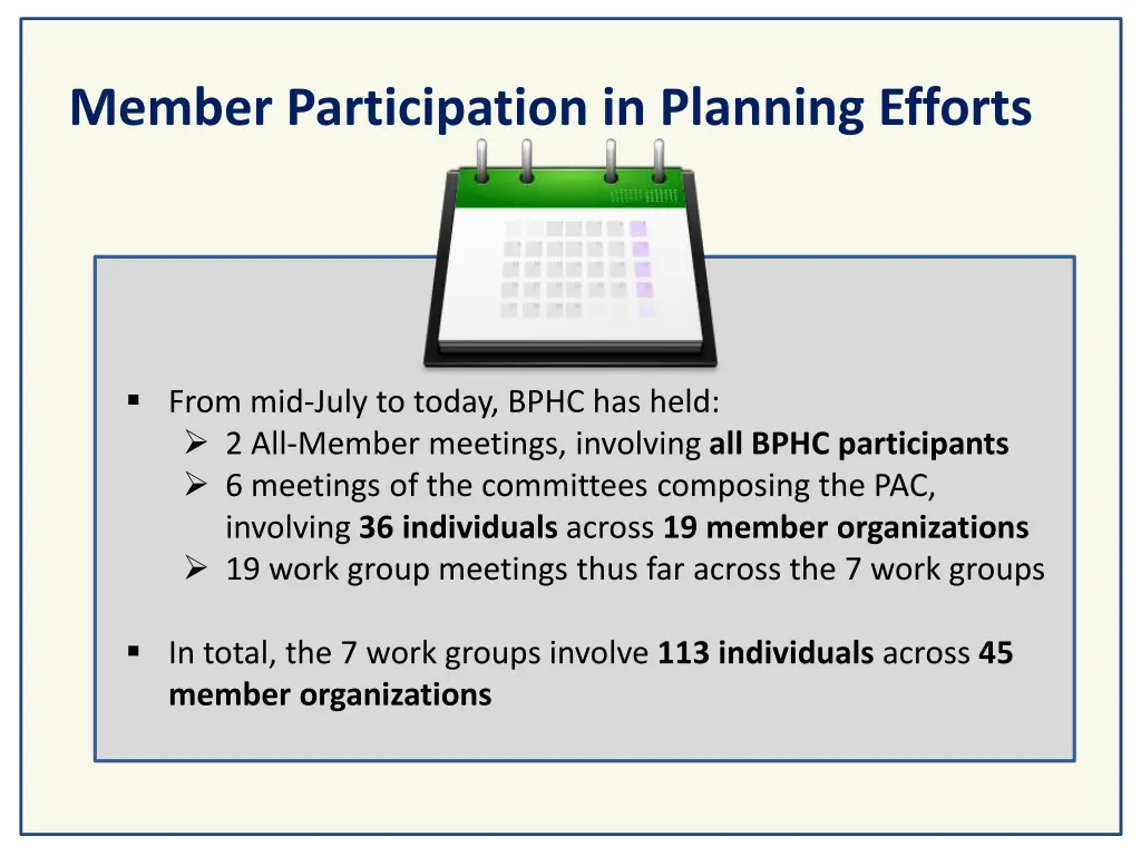 member participation in planning efforts
