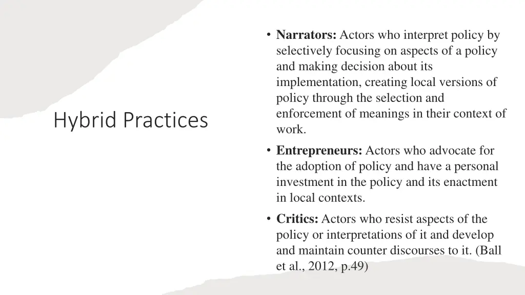 narrators actors who interpret policy