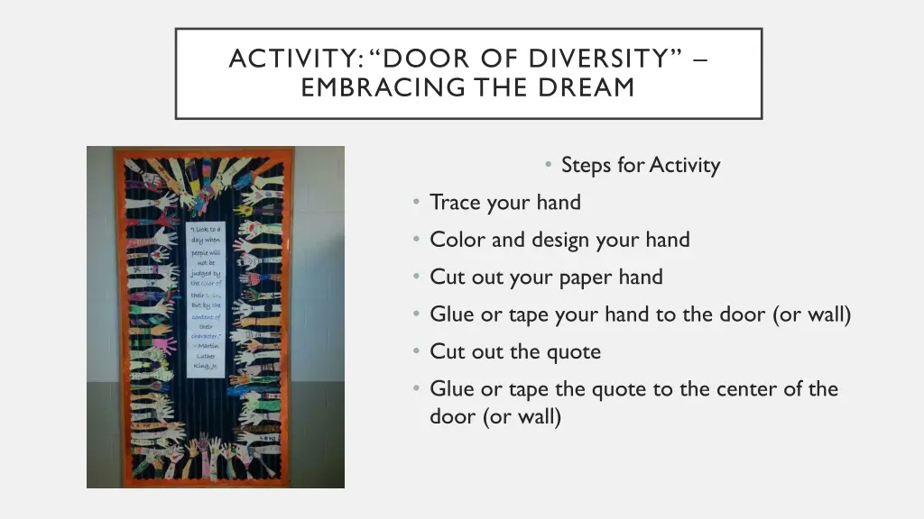 activity door of diversity embracing the dream