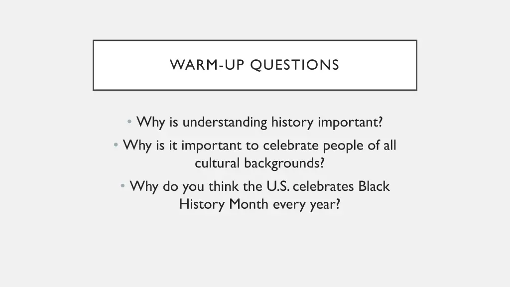 warm up questions
