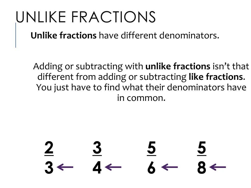 unlike fractions