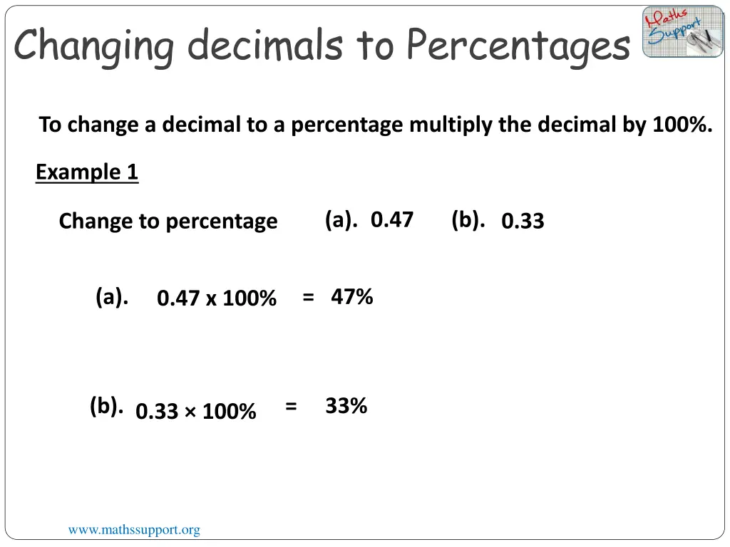 changing decimals to percentages