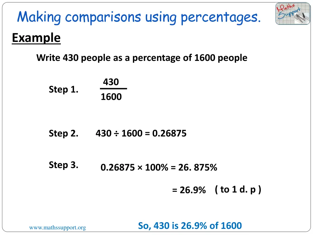 making comparisons using percentages example 1