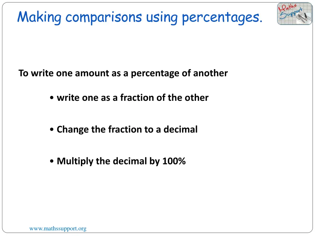 making comparisons using percentages